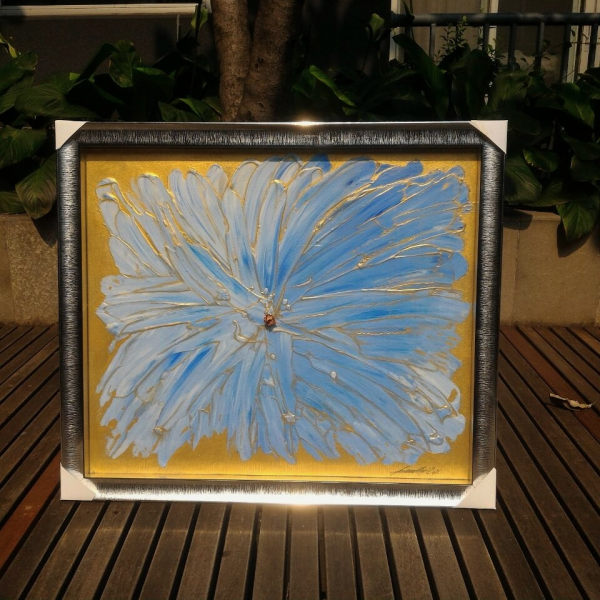 "GOLD SKY FLOWER"Gesso and acrylics